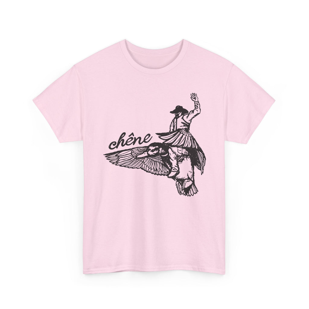 T-Shirt — Vintage Winged Figure Illustration with “chêne” Script
