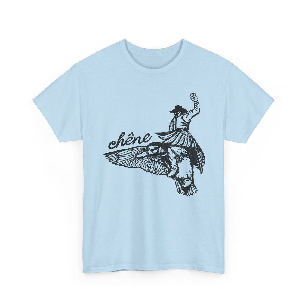 T-Shirt — Vintage Winged Figure Illustration with “chêne” Script