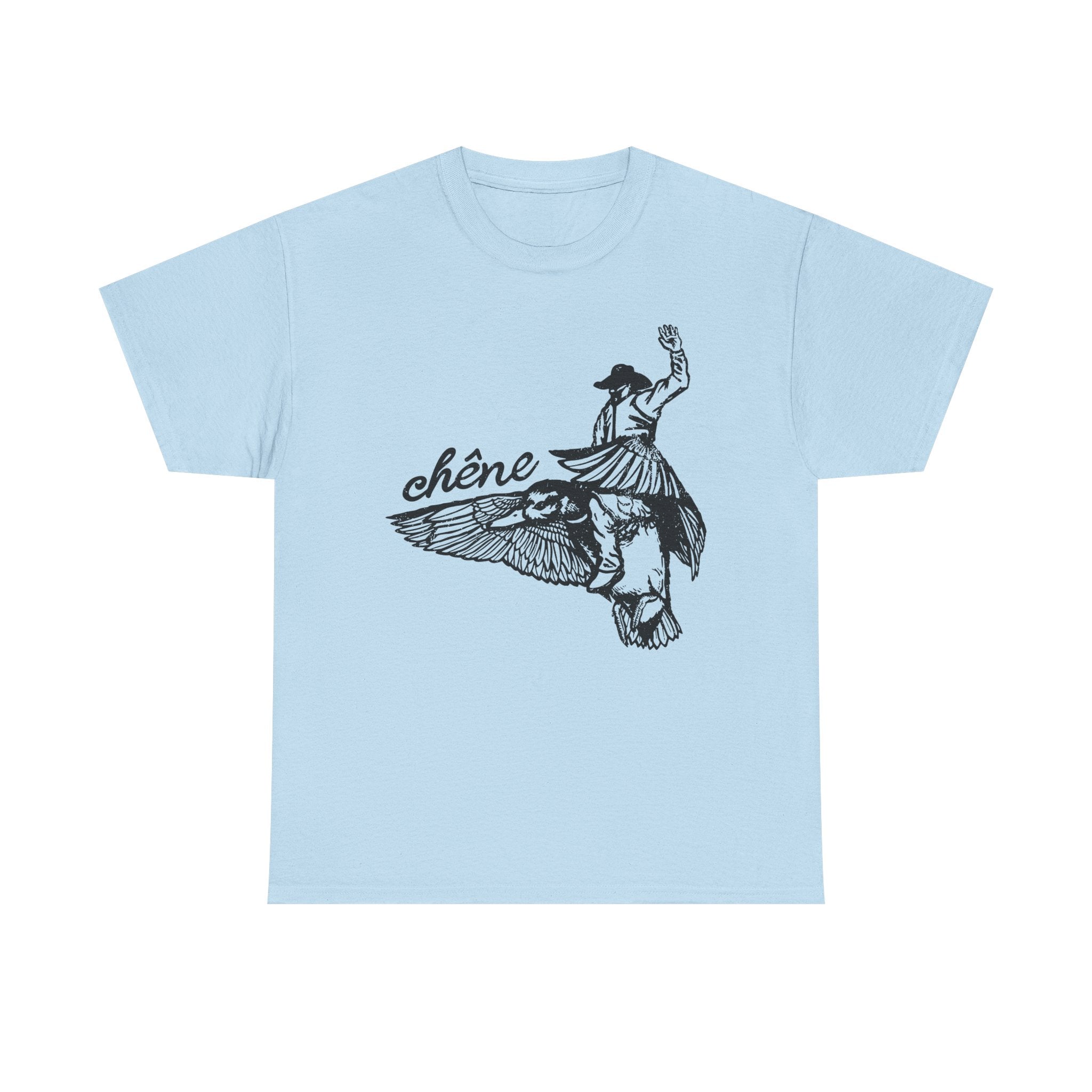 T-Shirt — Vintage Winged Figure Illustration with “chêne” Script
