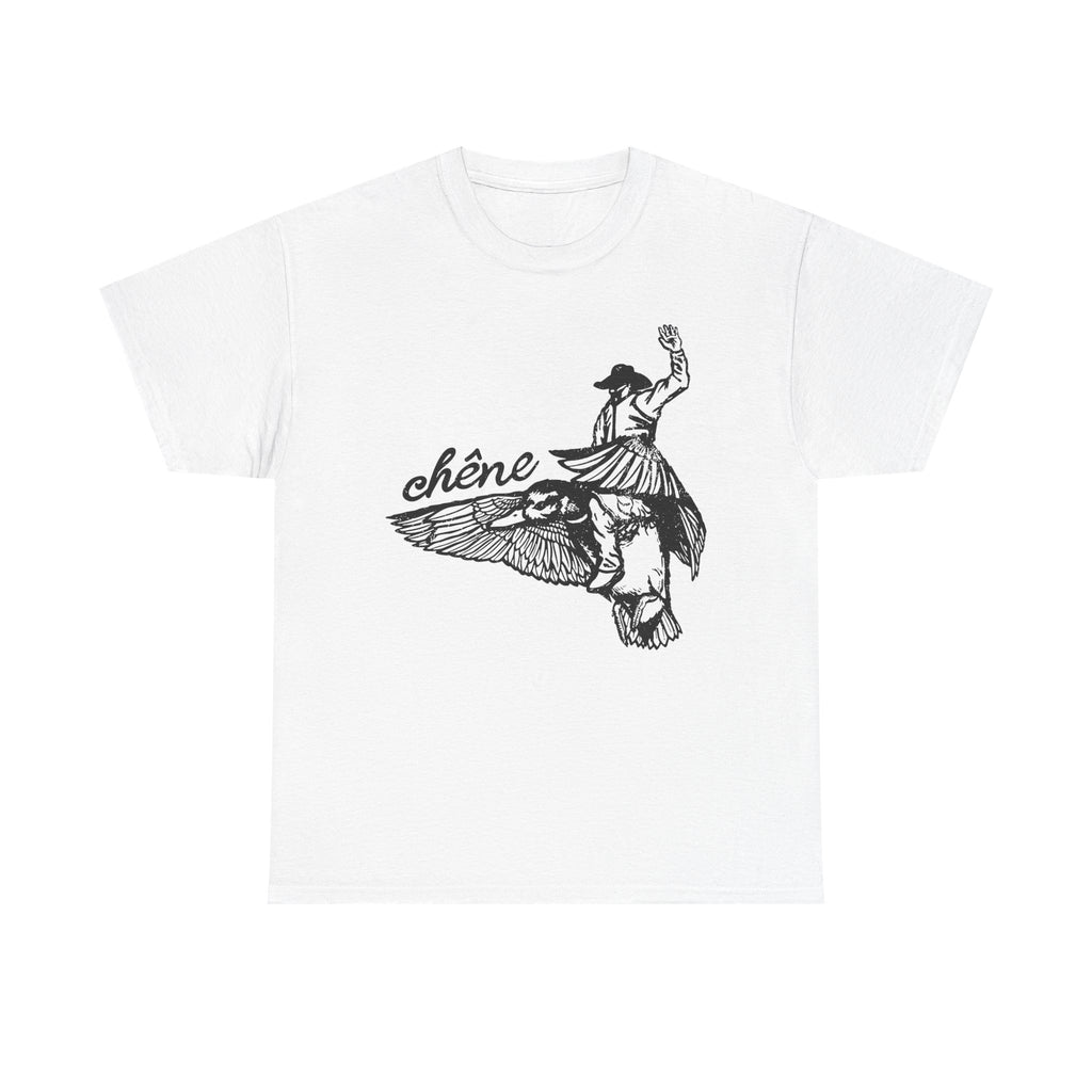 T-Shirt — Vintage Winged Figure Illustration with “chêne” Script