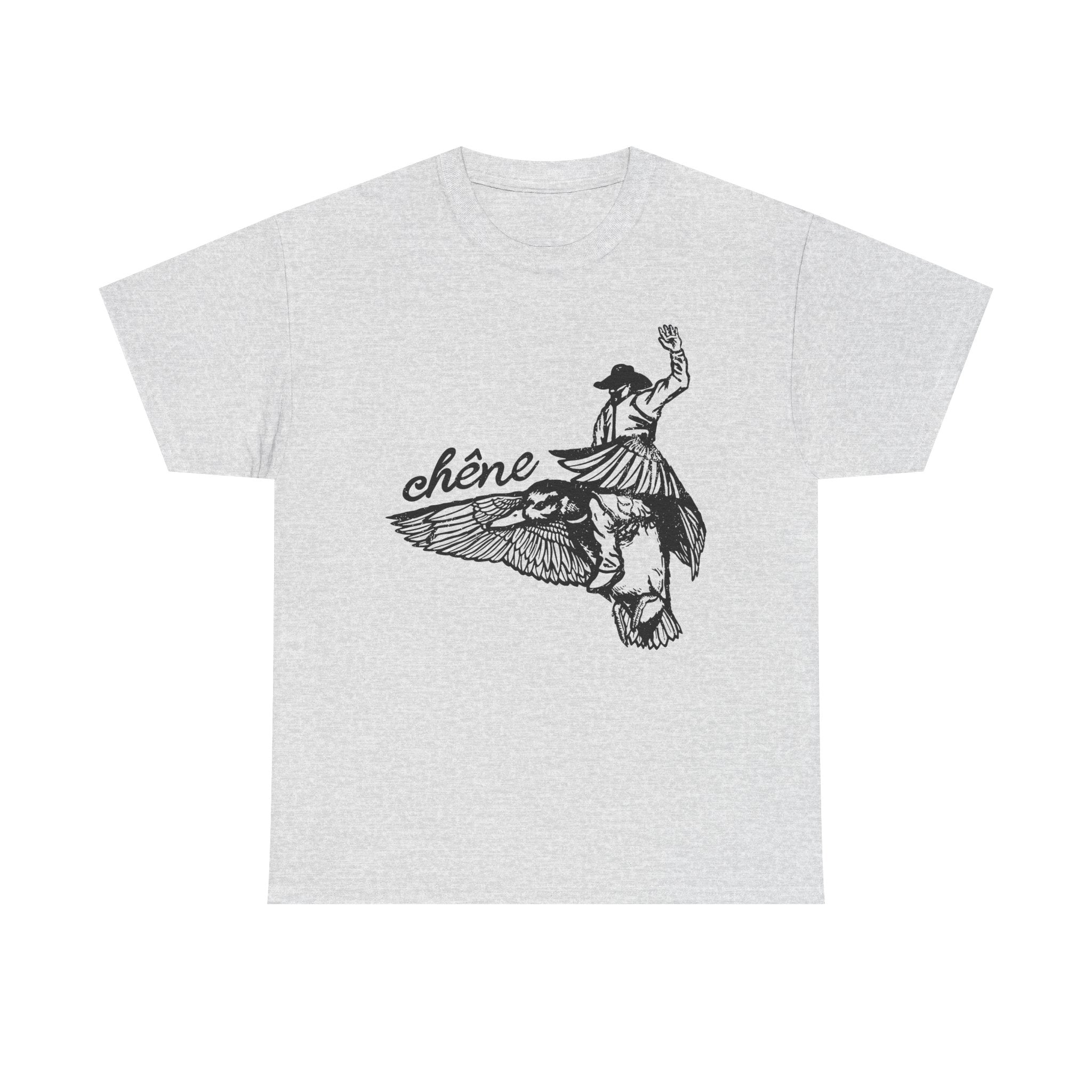 T-Shirt — Vintage Winged Figure Illustration with “chêne” Script