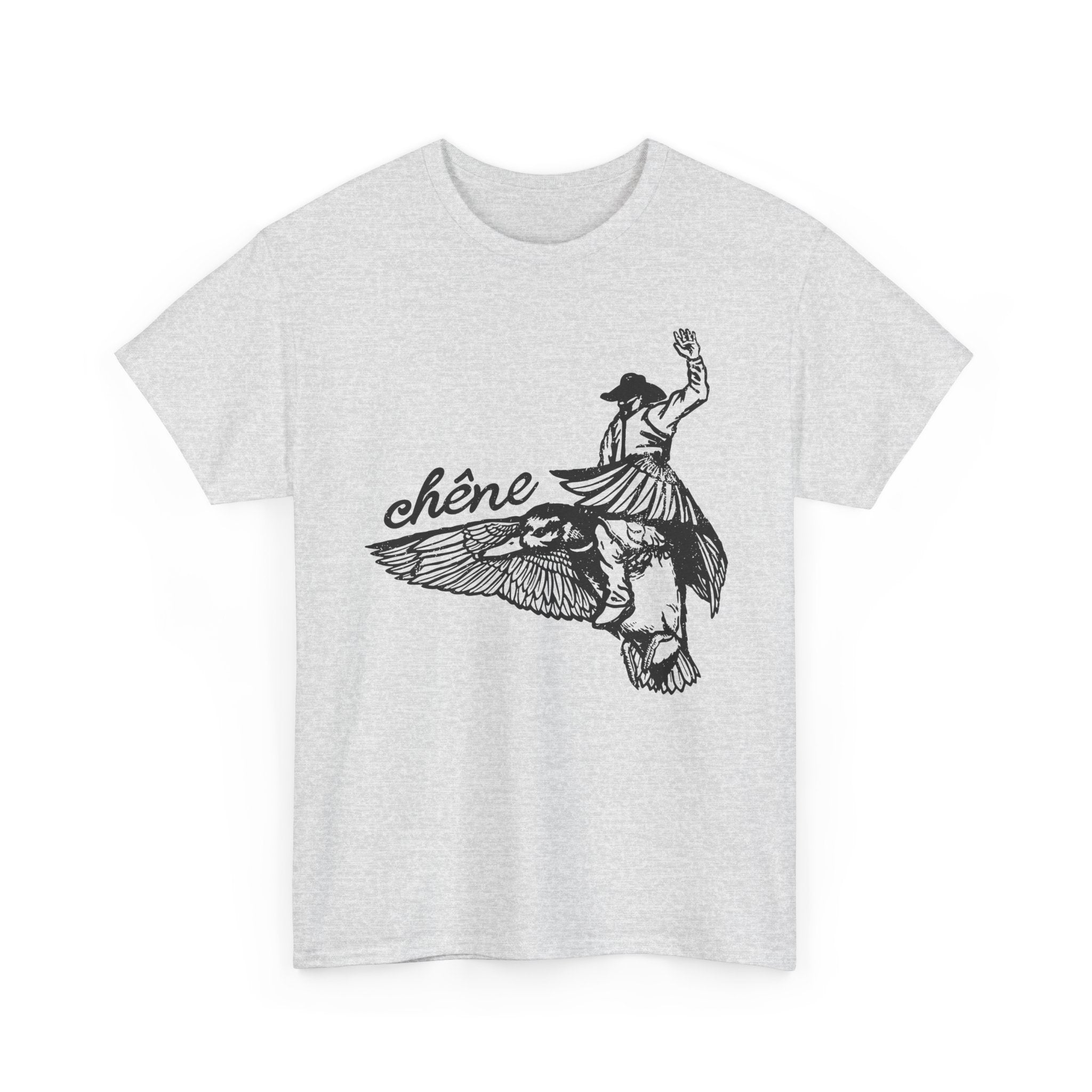 T-Shirt — Vintage Winged Figure Illustration with “chêne” Script