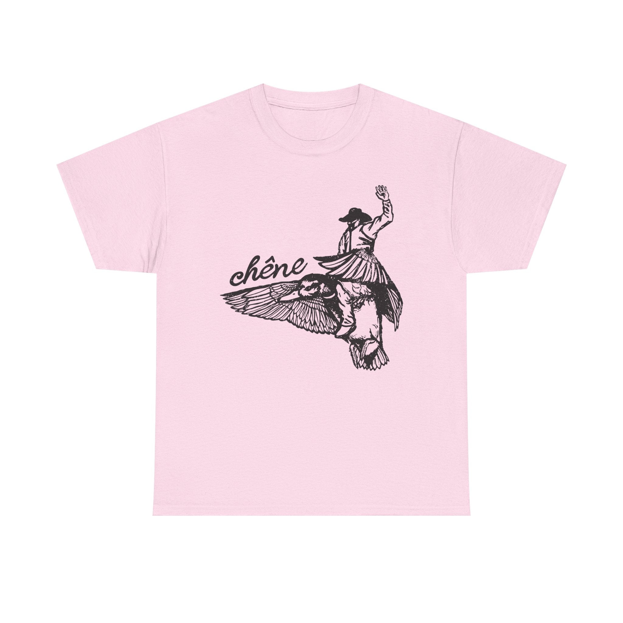 T-Shirt — Vintage Winged Figure Illustration with “chêne” Script