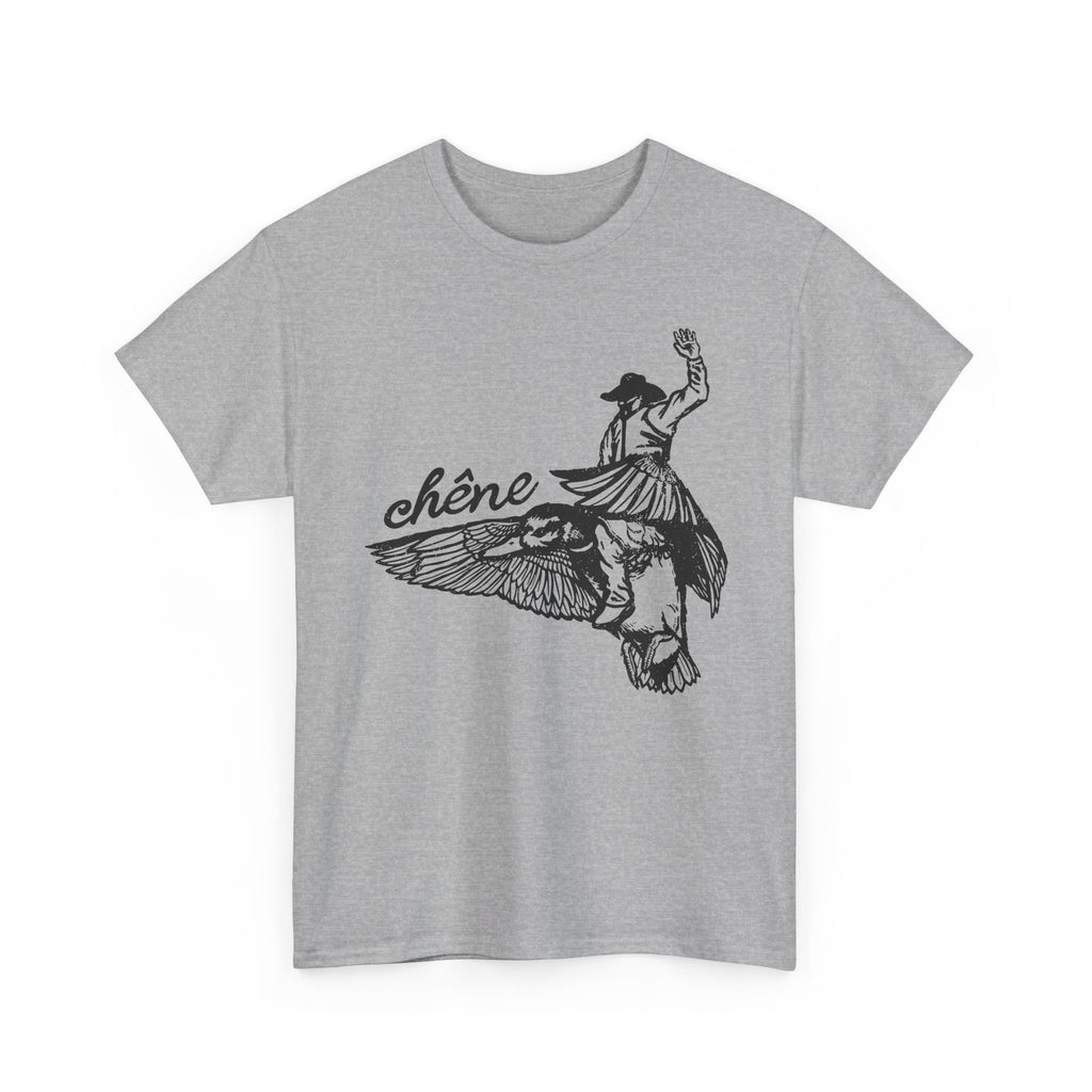 T-Shirt — Vintage Winged Figure Illustration with “chêne” Script